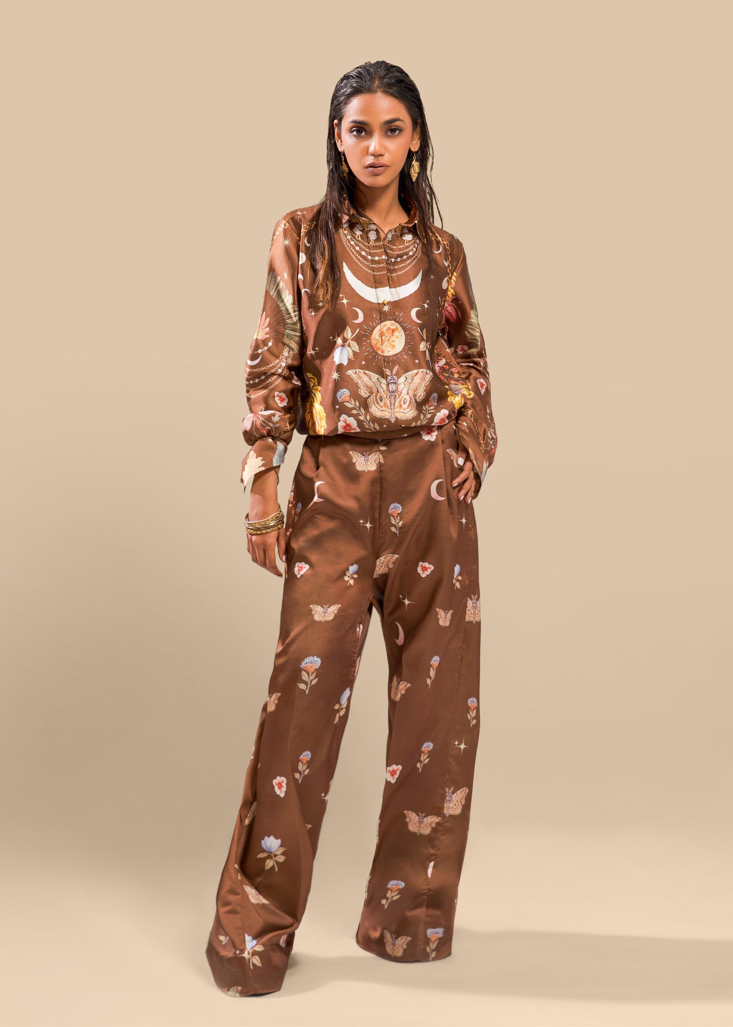 Cosmic Print Silk Co-ord Set